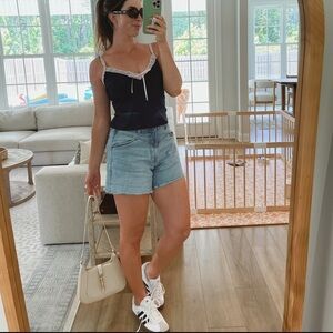 af curve love dad shorts high rise medium wash